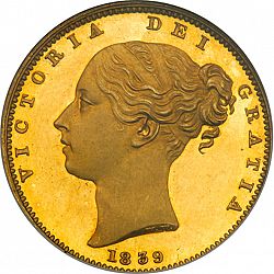 Large Obverse for Sovereign 1839 coin