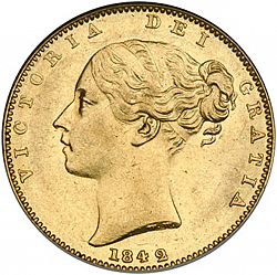 Large Obverse for Sovereign 1842 coin