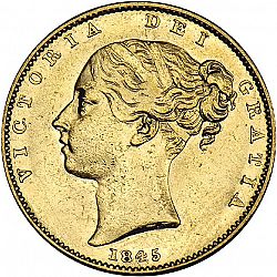 Large Obverse for Sovereign 1845 coin