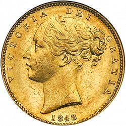 Large Obverse for Sovereign 1848 coin