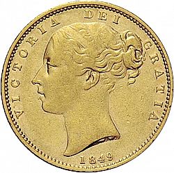 Large Obverse for Sovereign 1849 coin