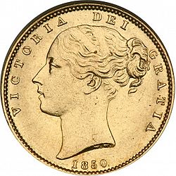 Large Obverse for Sovereign 1850 coin