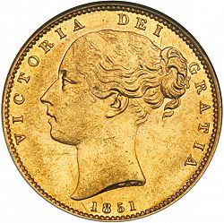 Large Obverse for Sovereign 1851 coin