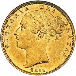 Large Obverse for Sovereign 1855 coin