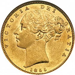 Large Obverse for Sovereign 1855 coin