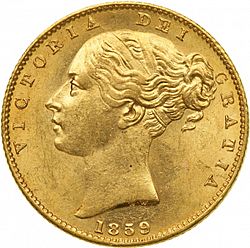 Large Obverse for Sovereign 1859 coin