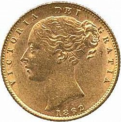 Large Obverse for Sovereign 1862 coin