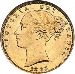 Large Obverse for Sovereign 1863 coin