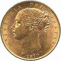 Large Obverse for Sovereign 1870 coin