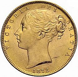 Large Obverse for Sovereign 1872 coin