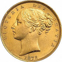 Large Obverse for Sovereign 1872 coin