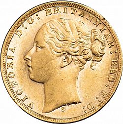 Large Obverse for Sovereign 1872 coin