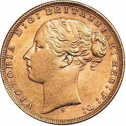 Large Obverse for Sovereign 1873 coin