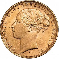 Large Obverse for Sovereign 1873 coin