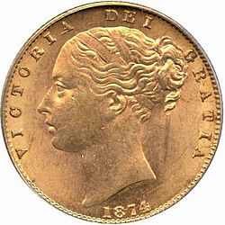 Large Obverse for Sovereign 1874 coin