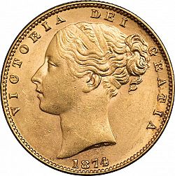 Large Obverse for Sovereign 1874 coin