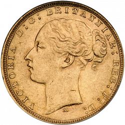 Large Obverse for Sovereign 1875 coin