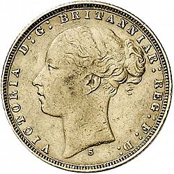 Large Obverse for Sovereign 1875 coin
