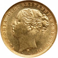 Large Obverse for Sovereign 1878 coin
