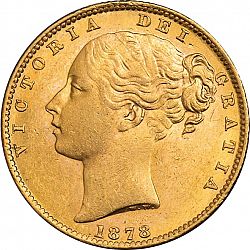 Large Obverse for Sovereign 1878 coin