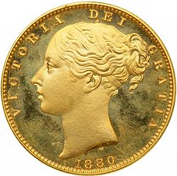 Large Obverse for Sovereign 1880 coin