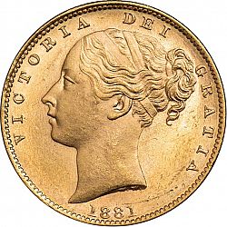 Large Obverse for Sovereign 1881 coin