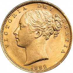 Large Obverse for Sovereign 1882 coin