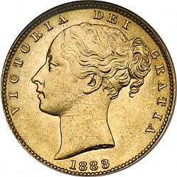 Large Obverse for Sovereign 1883 coin