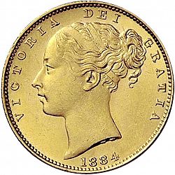 Large Obverse for Sovereign 1884 coin