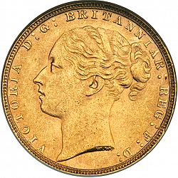 Large Obverse for Sovereign 1885 coin