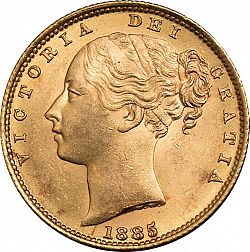 Large Obverse for Sovereign 1885 coin