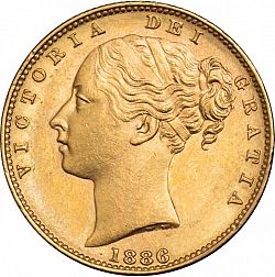 Large Obverse for Sovereign 1886 coin