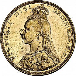 Large Obverse for Sovereign 1889 coin