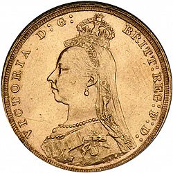 Large Obverse for Sovereign 1890 coin