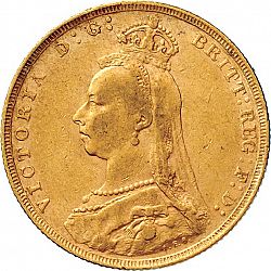 Large Obverse for Sovereign 1891 coin