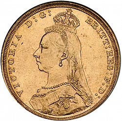 Large Obverse for Sovereign 1892 coin