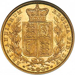 Large Reverse for Sovereign 1851 coin