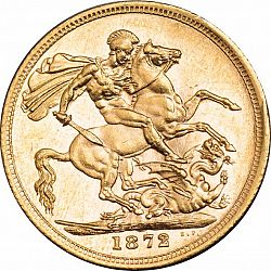Large Reverse for Sovereign 1872 coin