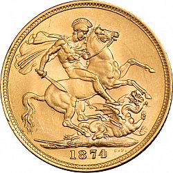Large Reverse for Sovereign 1874 coin