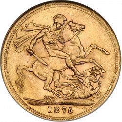 Large Reverse for Sovereign 1875 coin