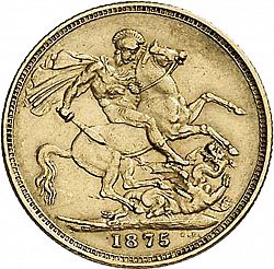 Large Reverse for Sovereign 1875 coin