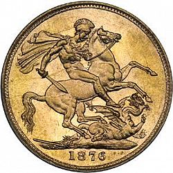 Large Reverse for Sovereign 1876 coin