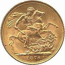 Large Reverse for Sovereign 1876 coin