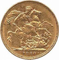 Large Reverse for Sovereign 1880 coin