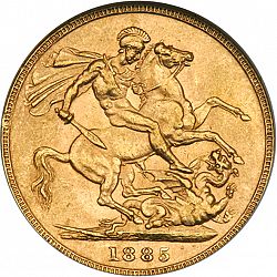 Large Reverse for Sovereign 1885 coin