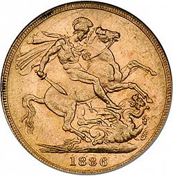 Large Reverse for Sovereign 1886 coin