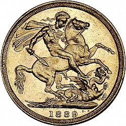 Large Reverse for Sovereign 1889 coin