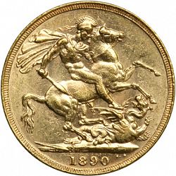 Large Reverse for Sovereign 1890 coin