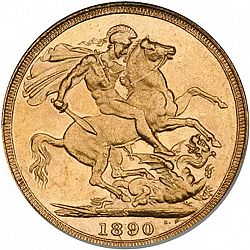 Large Reverse for Sovereign 1890 coin