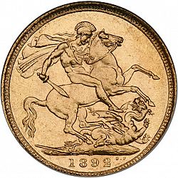 Large Reverse for Sovereign 1892 coin
